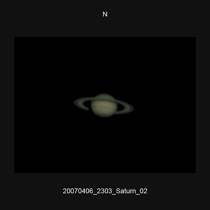 20070406_2303_Saturn_02.JPG -   Newton d 309,5 / af 5730 (Barlow) Phillips 740K UV-IR-Cut filter 640x480 AVI-800 (15 frames/s) Giotto, A-PS-CS3  