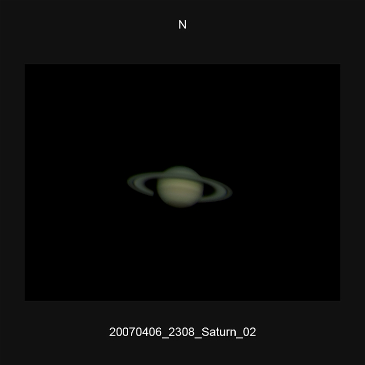 20070406_2308_Saturn_02.JPG -   Newton d 309,5 / af 5730 (Barlow) Phillips 740K UV-IR-Cut filter 640x480 AVI-800 (15 frames/s) Giotto, A-PS-CS3  