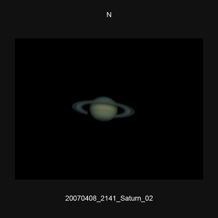 20070408_2141_Saturn_02.JPG -   Newton d 309,5 / af 5730 (Barlow) Phillips 740K UV-IR-Cut filter 640x480 AVI-800 (15 frames/s) Giotto, A-PS-CS3  